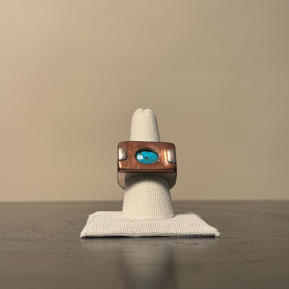 Pilot Mountain Turquoise w/ Copper & Silver Ring