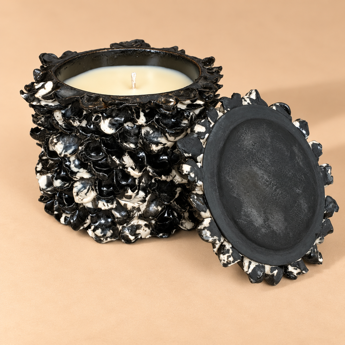 Hand-Crafted Unique Textured Ceramic Gardenia Candle 24 oz