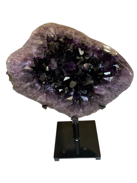 Abstract Deep Purple Amethyst Crystal on Stand
