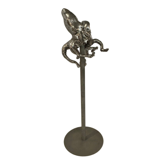 Stainless Steel Octopus Sculpture on Steel Stand