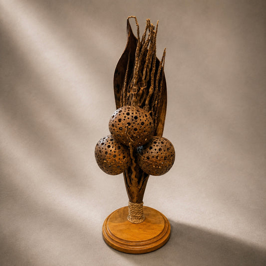 Vintage Tropical Wood Hand-Crafted Table Lamp