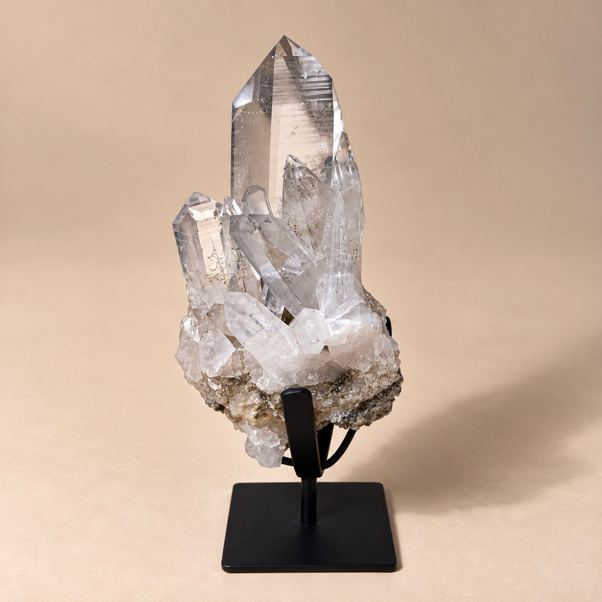 Quartz Crystal Generators Cluster on Metal Stand