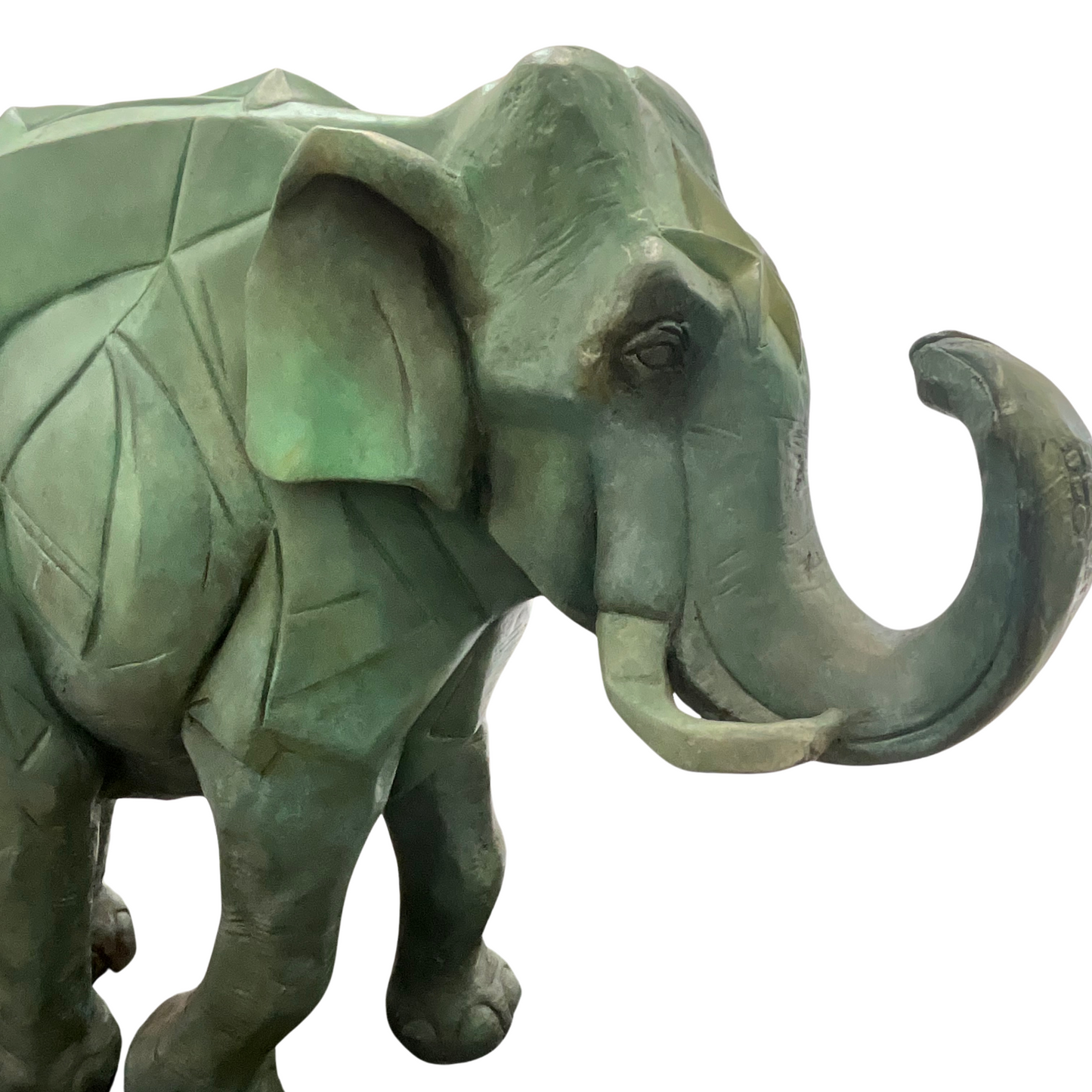 Cubist Patinated Bronze Elephant Sculpture