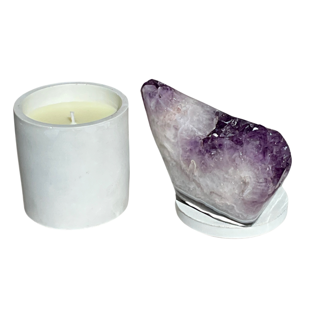 Abstract Amethyst Lid Gardenia Candle