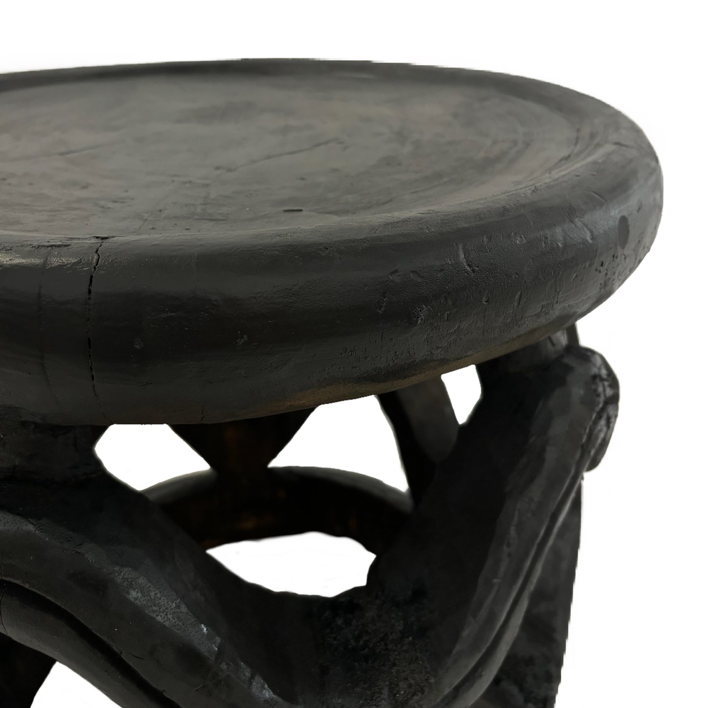 African Carved Round Stool