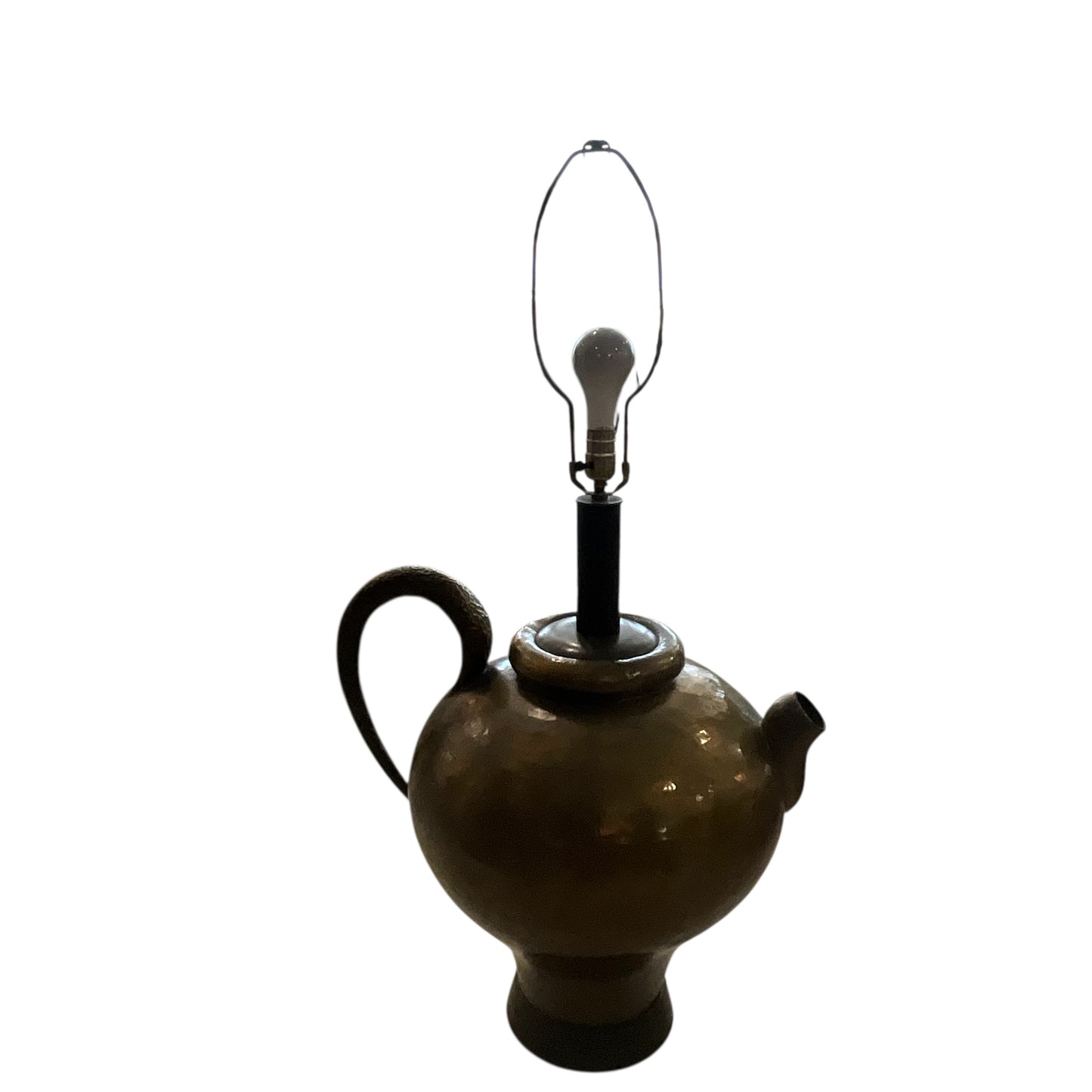 Vintage Hammered Brass Kettle Base Oversized Table Lamp