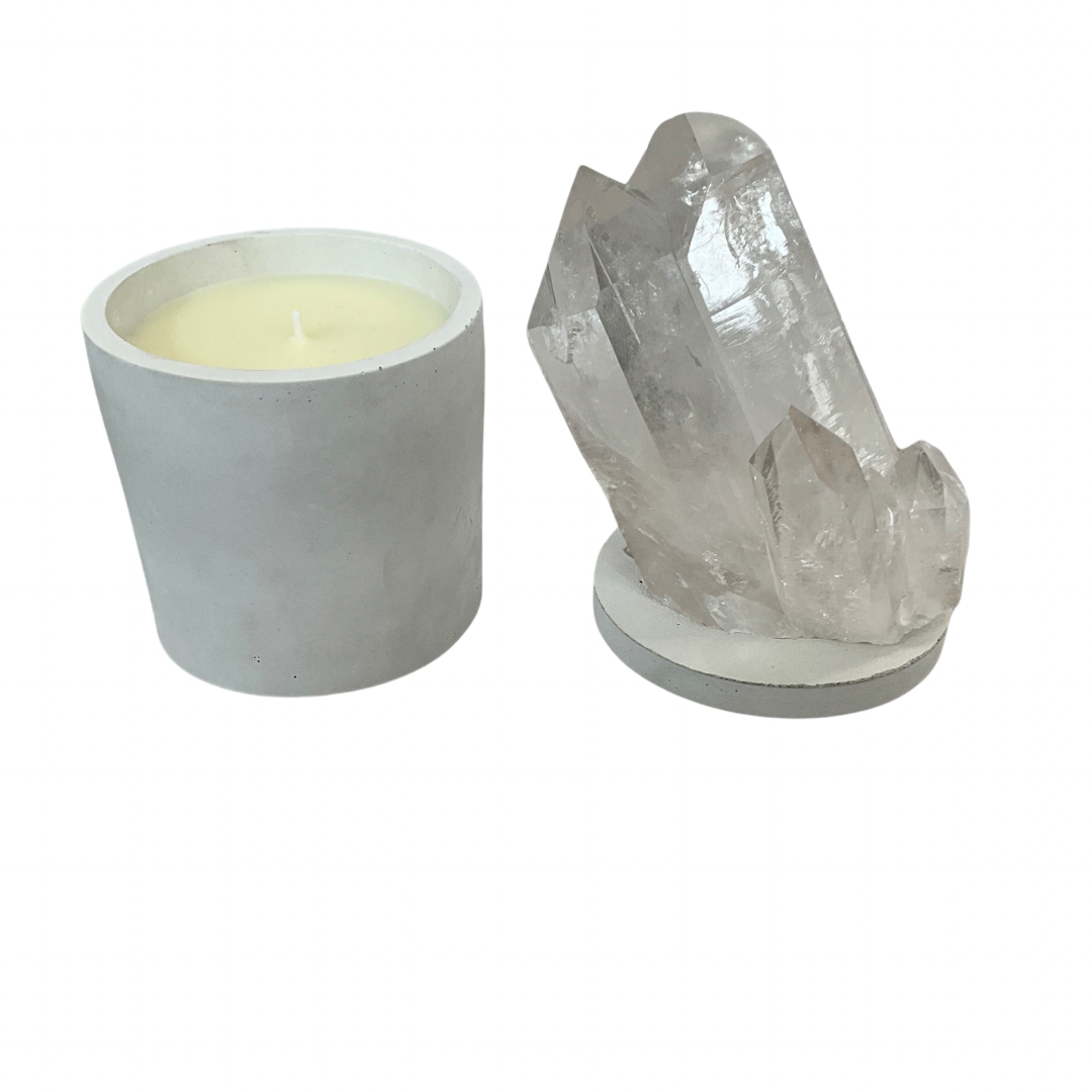 Quartz Crystal Joined Twin Lid Gardenia Candle