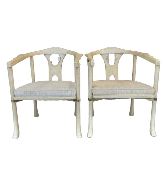 Pair of Arm Chairs with Textured Antique Finish by James Mont for Century Chair Company