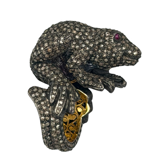 Diamond & Ruby Frog Motif Ring