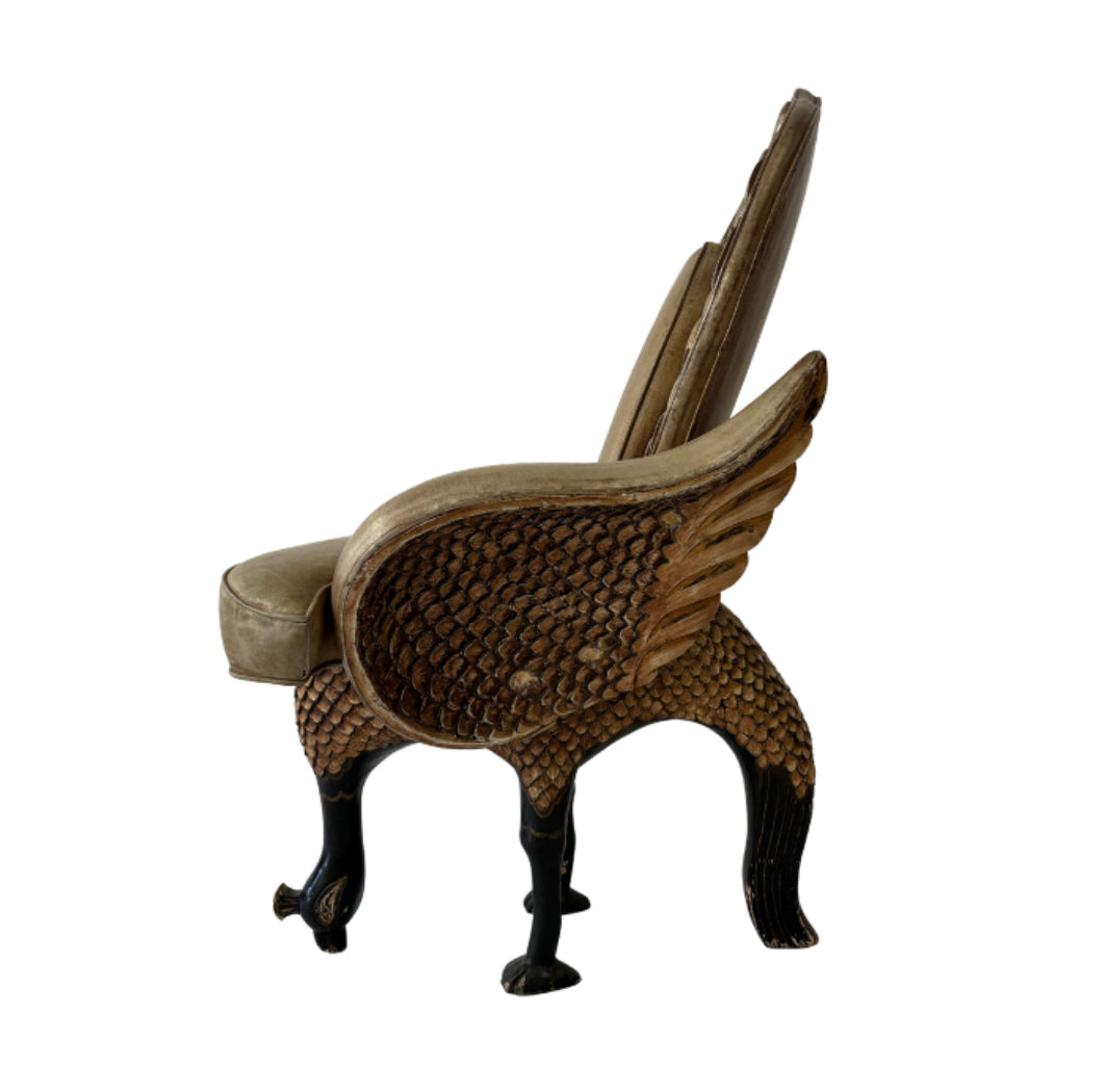 Tony Duquette Pair of Peacock Motif Chairs