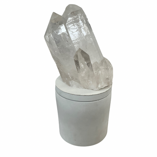 Quartz Crystal Joined Twin Lid Gardenia Candle