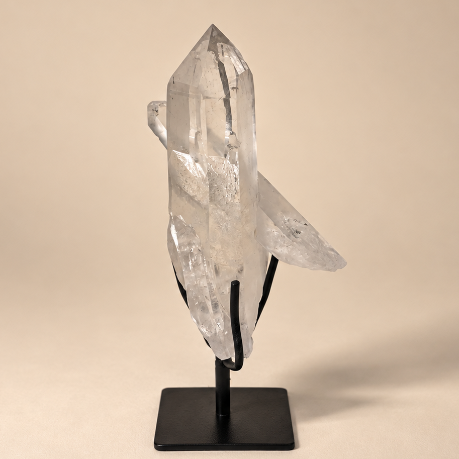 Lemurian Quartz Crystal Generators on Metal Base