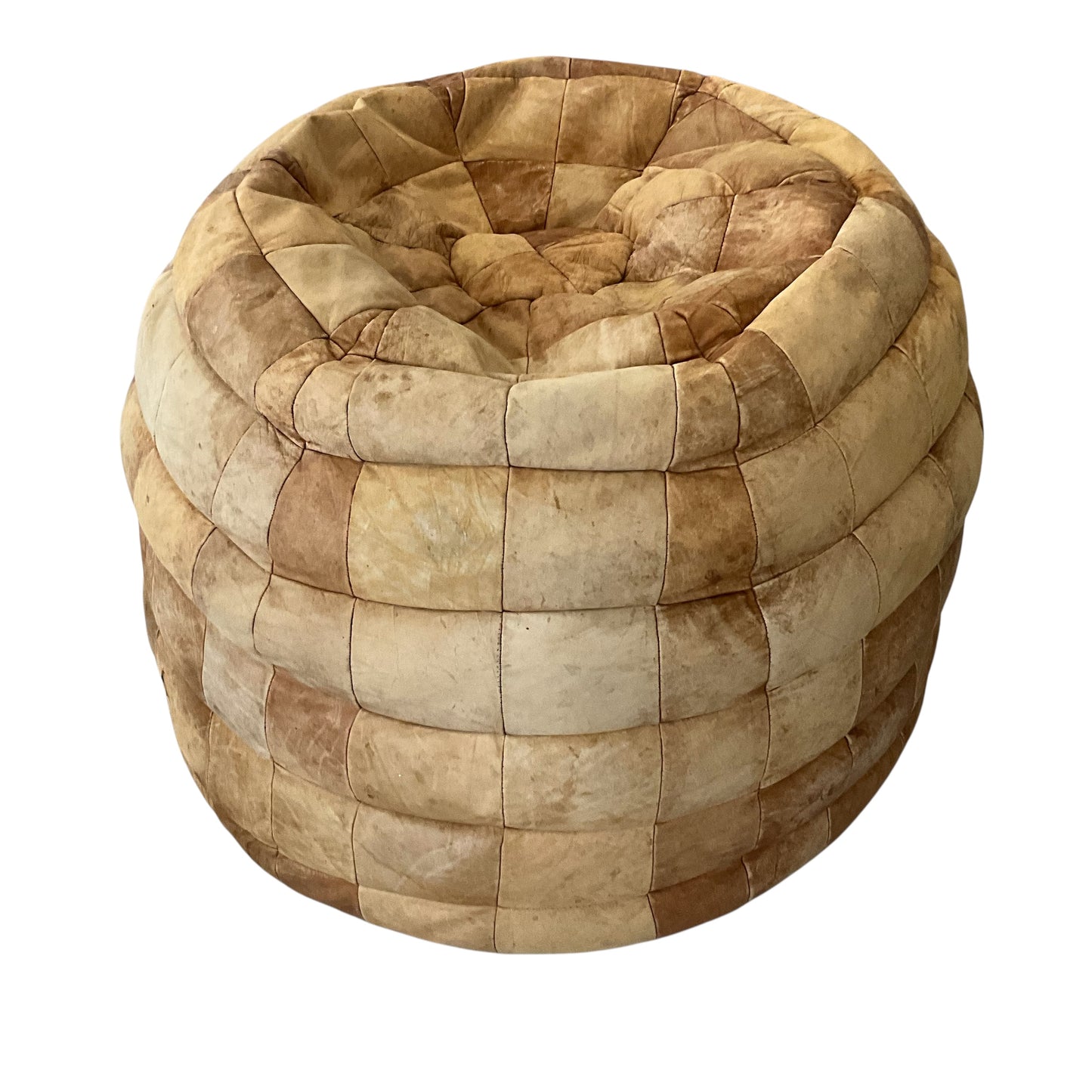 De Sede 1970's Leather Patchwork Pouf / Ottoman / Lounger