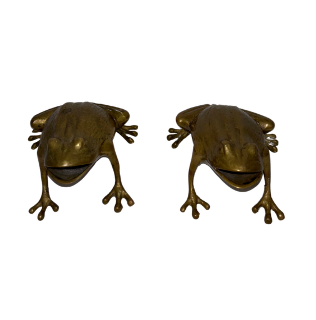 Pair of brass frogs