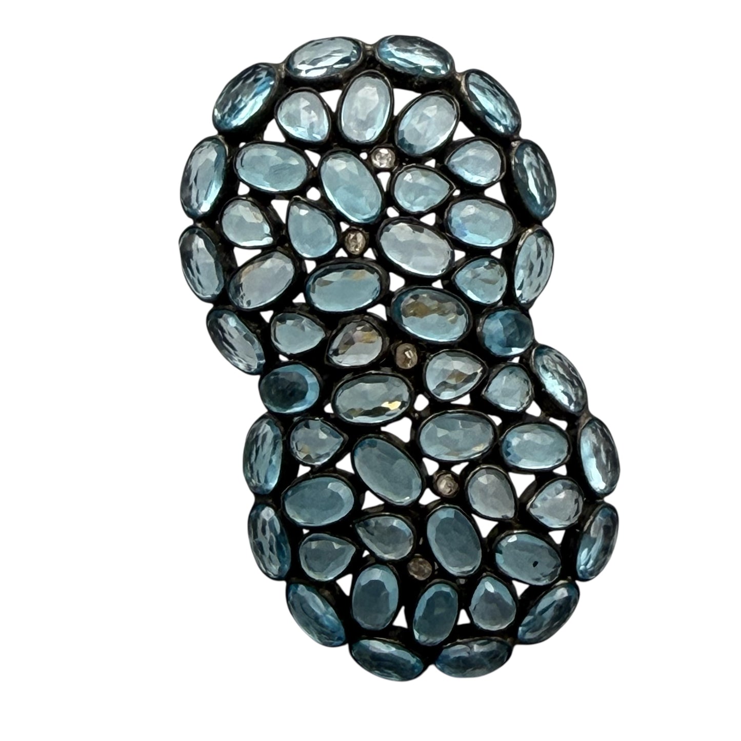 Blue Topaz & Diamonds Figure 8 Design Ring