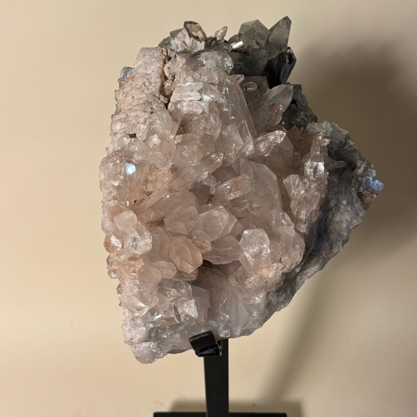 Extra Large Quartz Crystal Cluster on Metal Stand