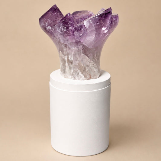 Amethyst Flower Cluster Crystal Lid Gardenia Candle #6