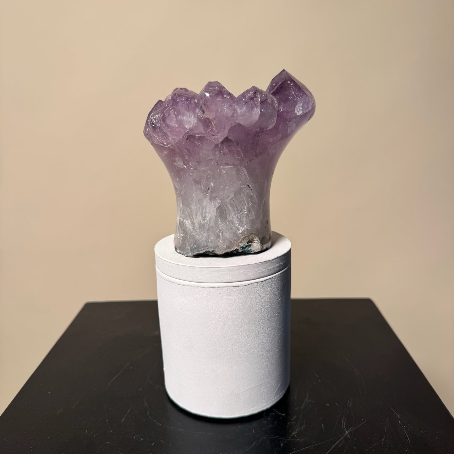 Amethyst Flower Cluster Crystal Lid Gardenia Candle #7
