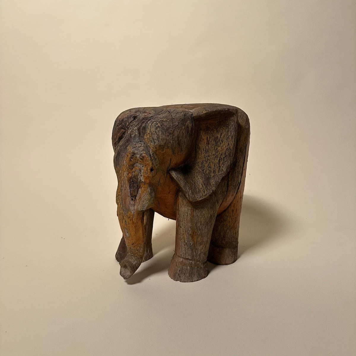Vintage Carved Elephant Stool