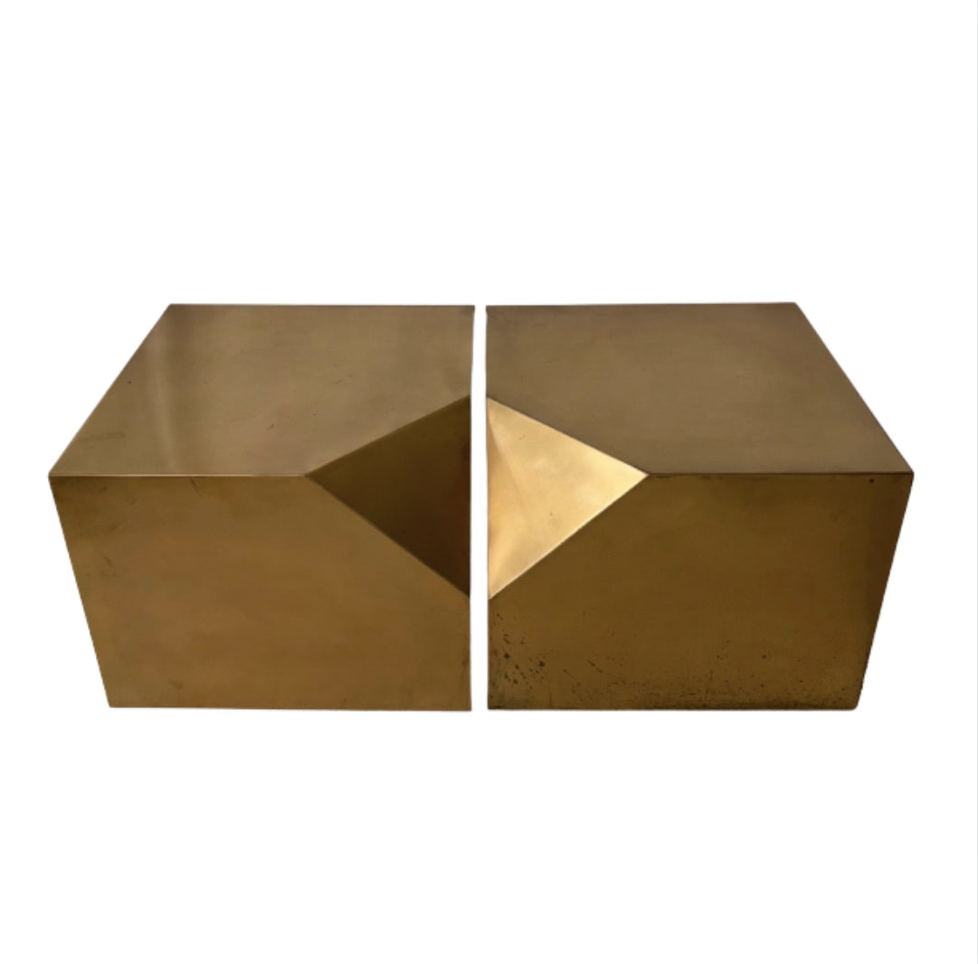 Pair of Geometric Brass Side Tables