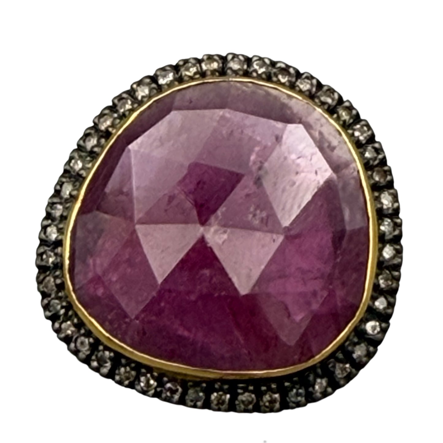 Faceted Pink Sapphire Ring with Diamonds