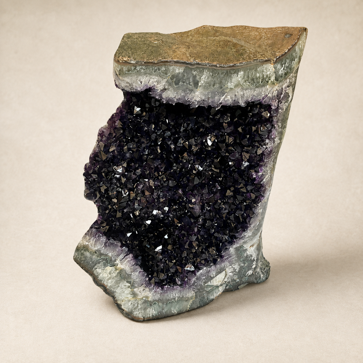 Abstract Amethyst Crystal Geode Free-Standing Cluster