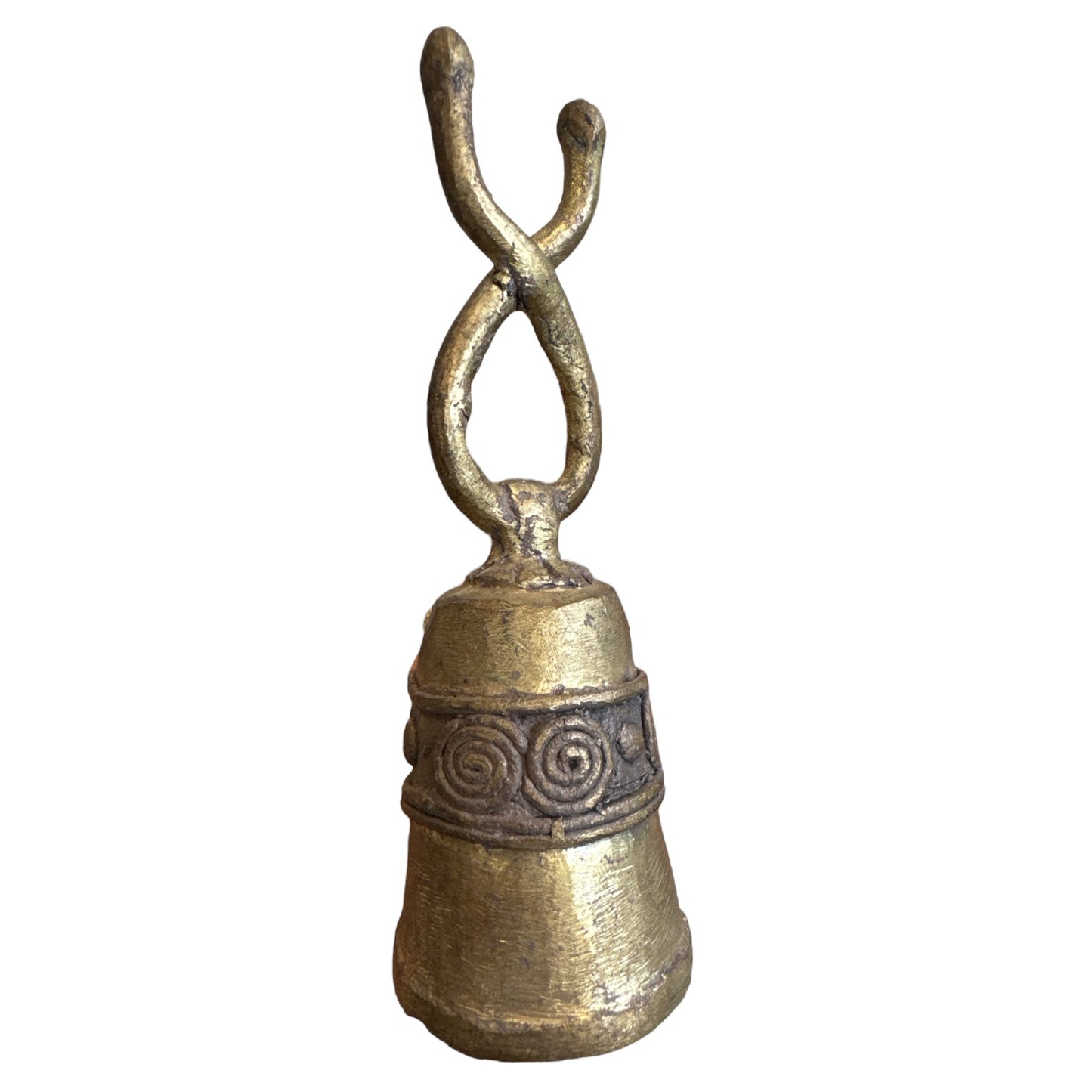 Benin Bronze Bell Loop Circle of Life on Sides Loop