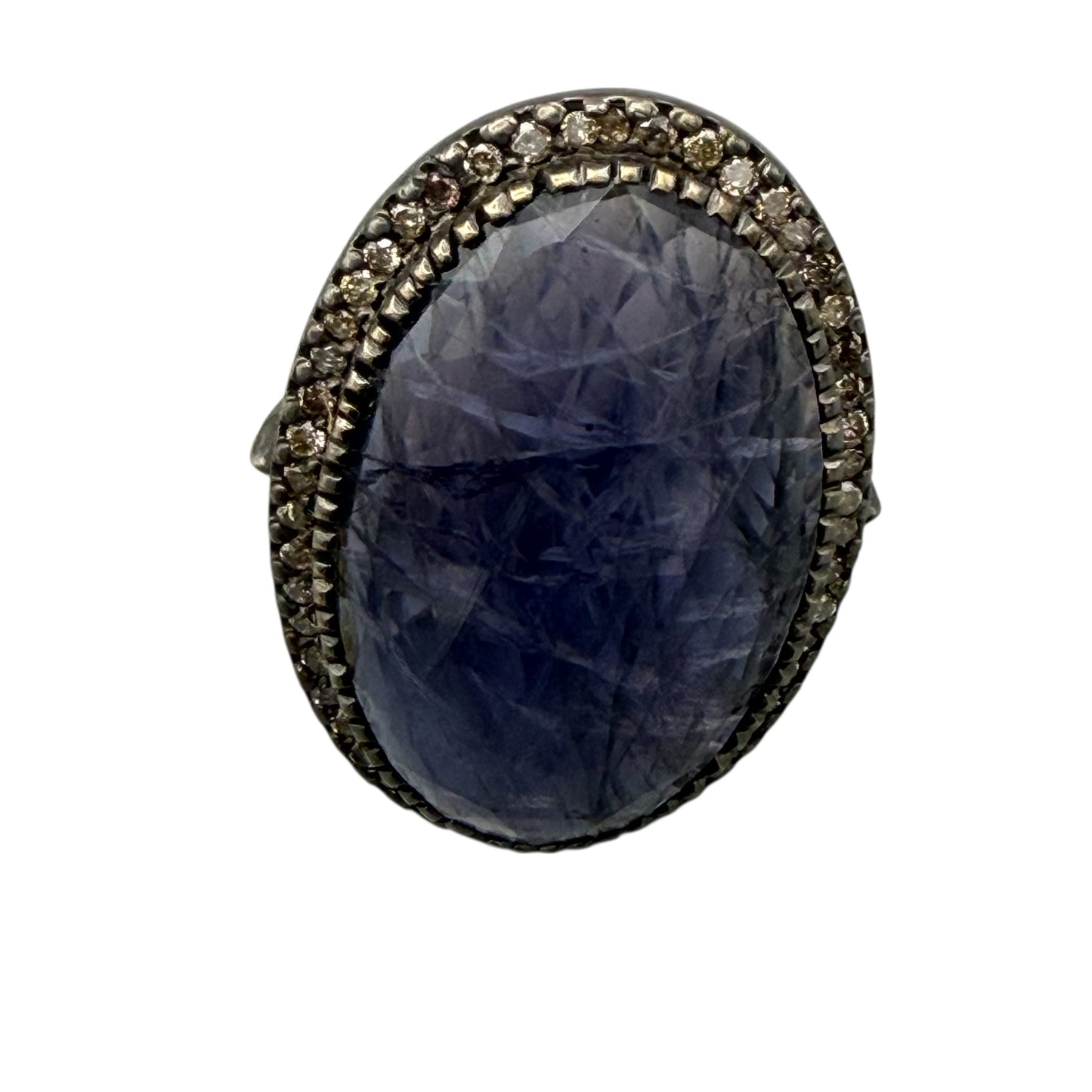 Faceted Oval Amethyst Ring with Diamonds