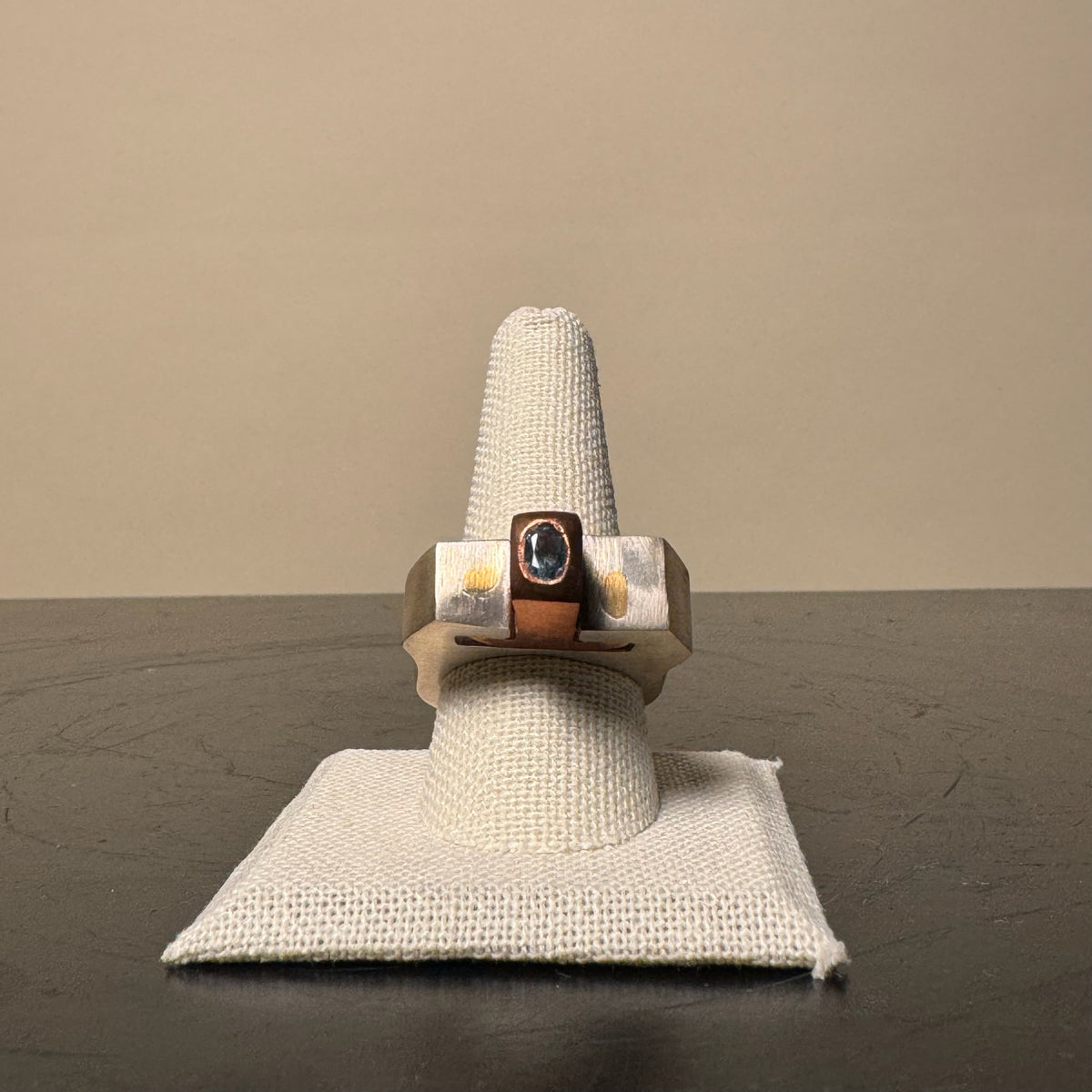 Blue Topaz Copper Brass & Silver Ring