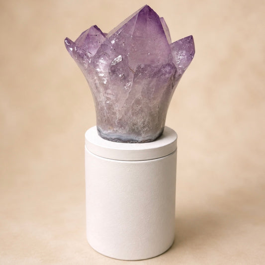Amethyst Flower Cluster Crystal Lid Gardenia Candle #5