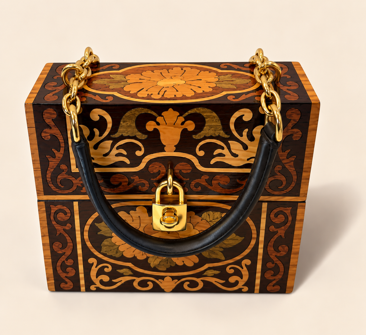 Dolce & Gabbana One of A Kind Runway Wood satchel