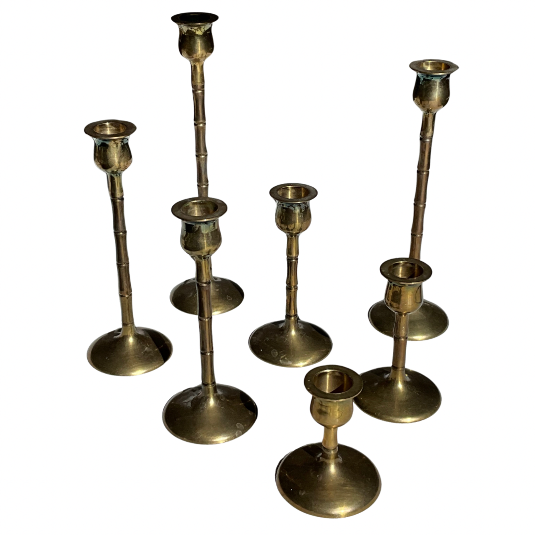 Set of 7 Brass Candle Sticks