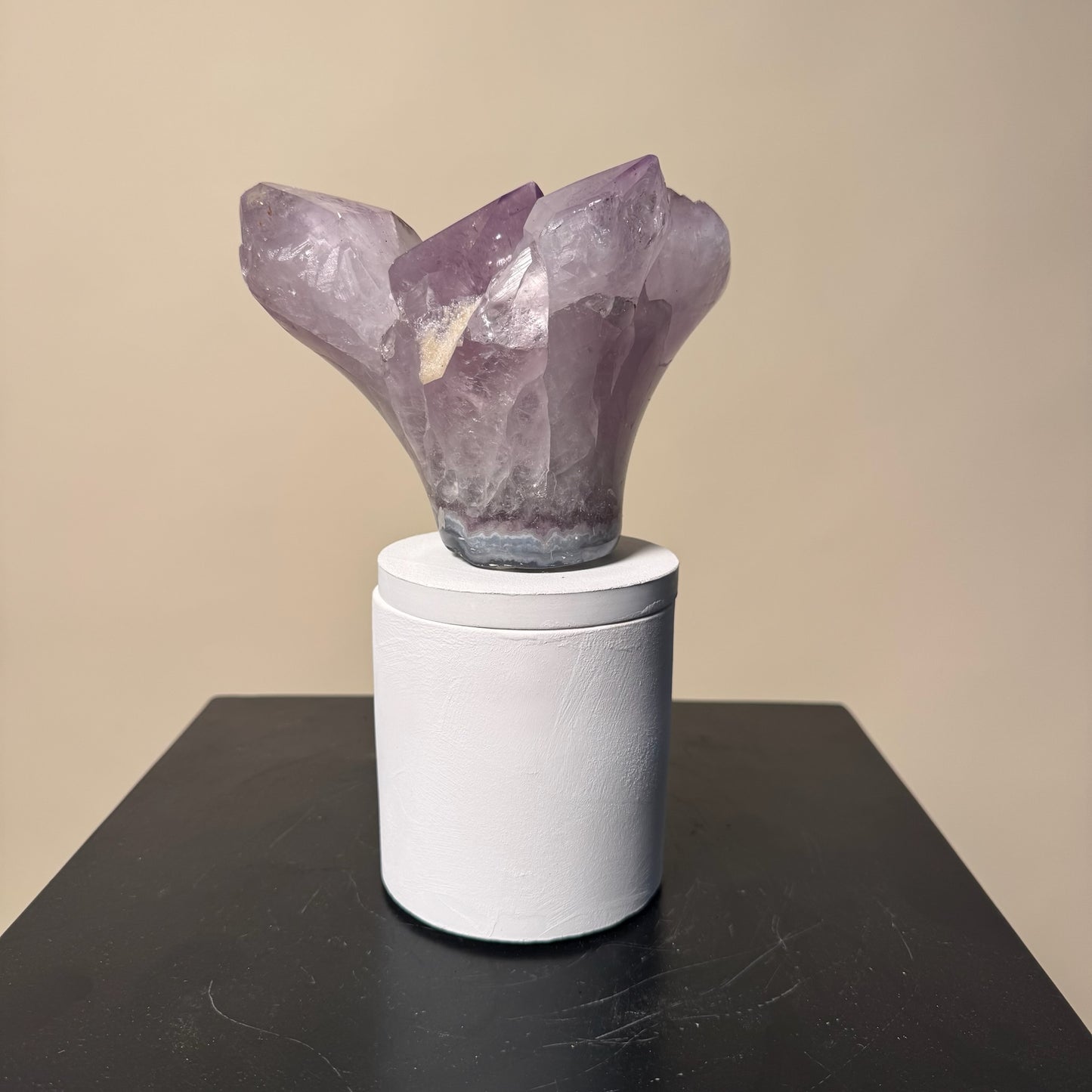 Amethyst Flower Cluster Crystal Lid Gardenia Candle #2