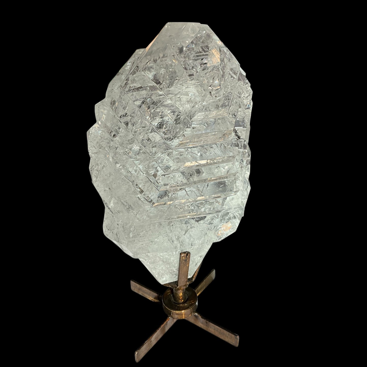 Large Polished Quartz Crystal on Spinning Stand