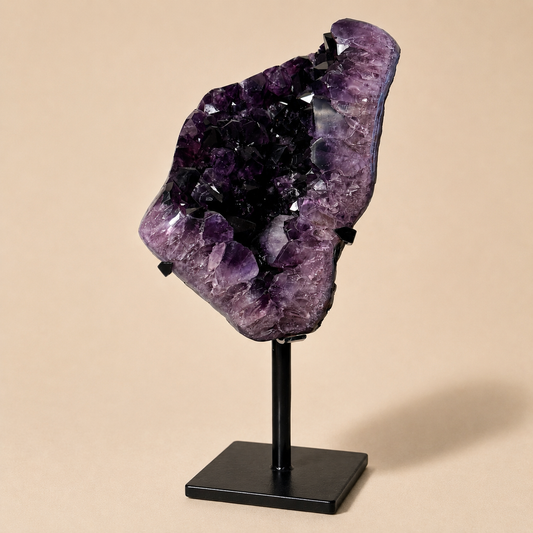 Large Amethyst Deep Purple Crystal on Stand
