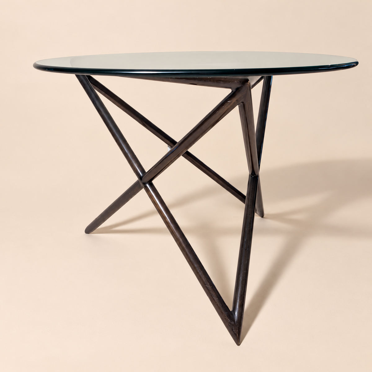 Steve Chase Bronze Tone Metal Side Table with  Glass Top