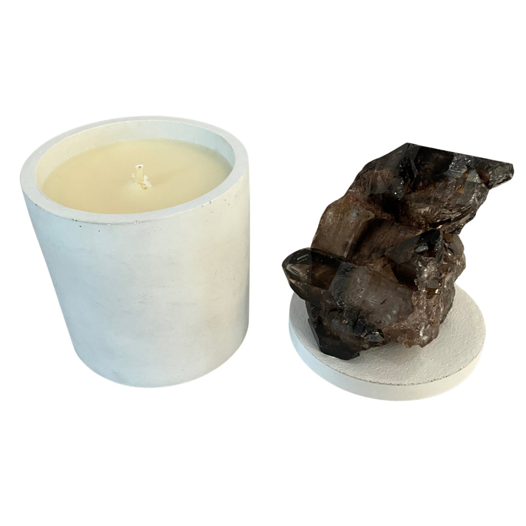 Elestial Smoky Quartz Lid Gardenia Candle