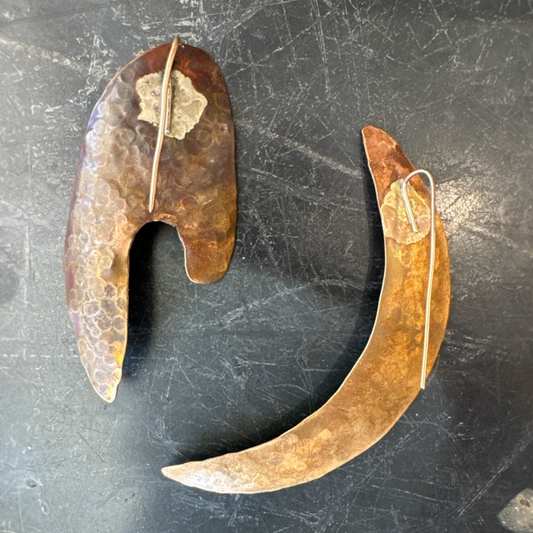 Asymmetrical Abstract Brass Earrings