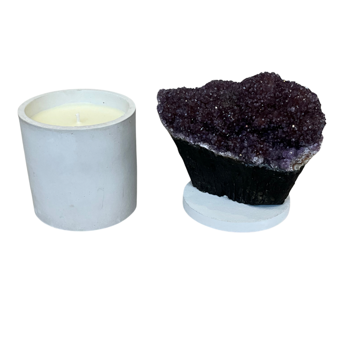 Amethyst Crystal w/Blk Gardenia Candle