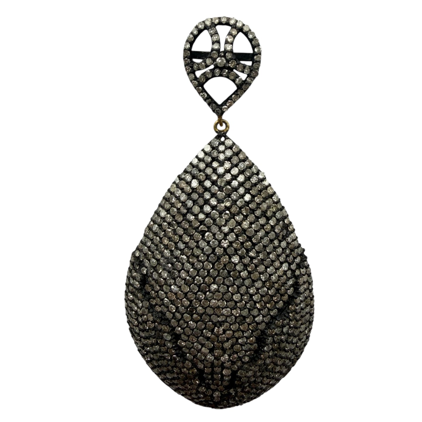 Large Tear Drop Diamond Earrings with Black Line Accent