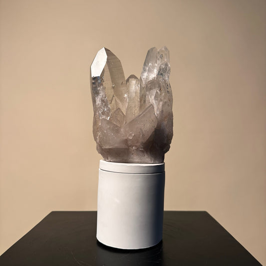 Clear Quartz Crystal Cluster Lid Gardenia Candle