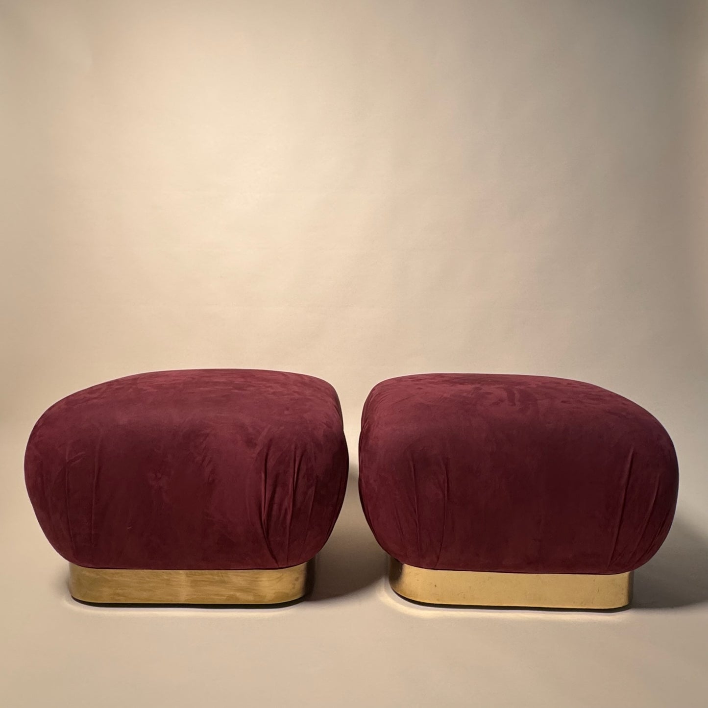Pair of Karl Springer Souffle Ottomans