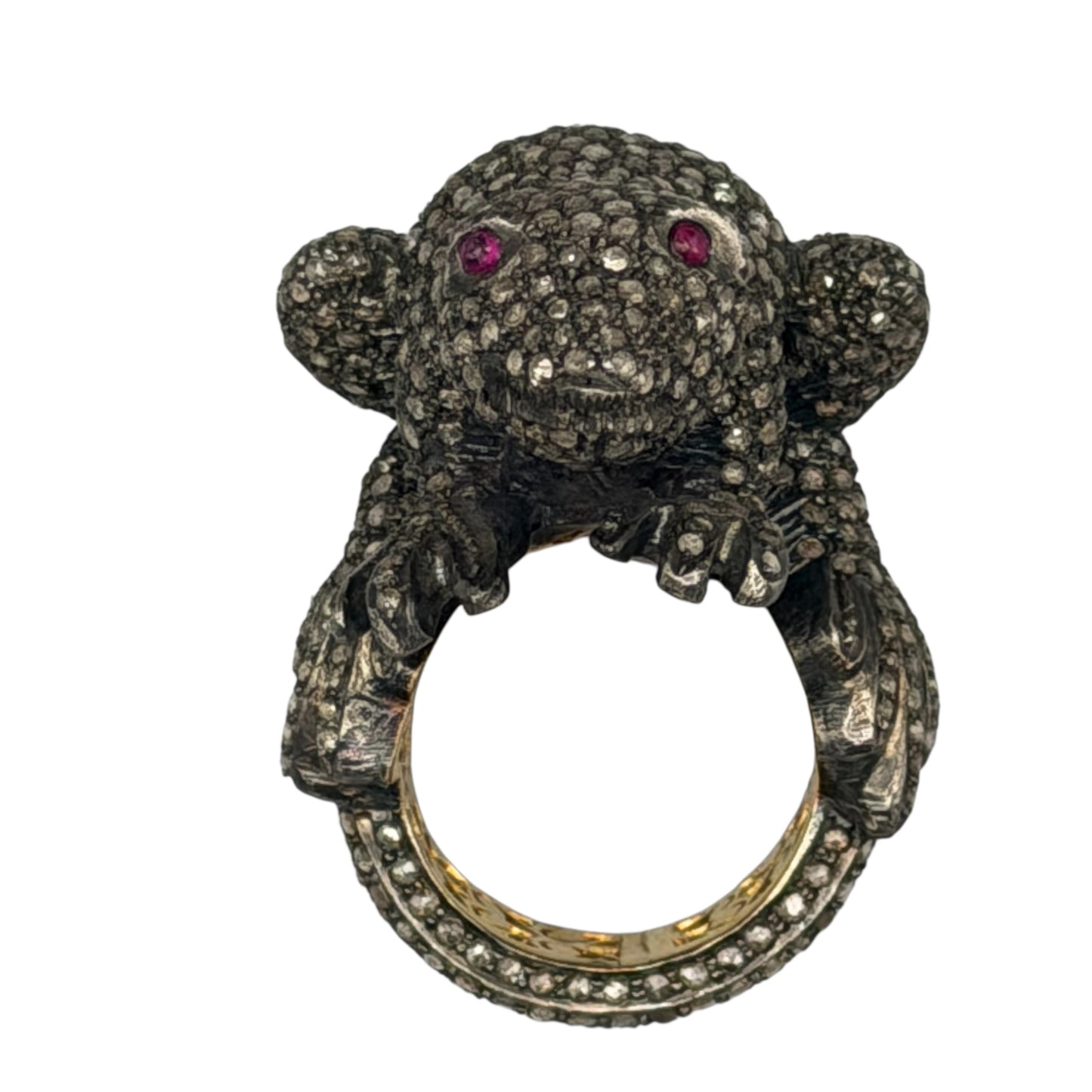 Diamond & Ruby Frog Motif Ring