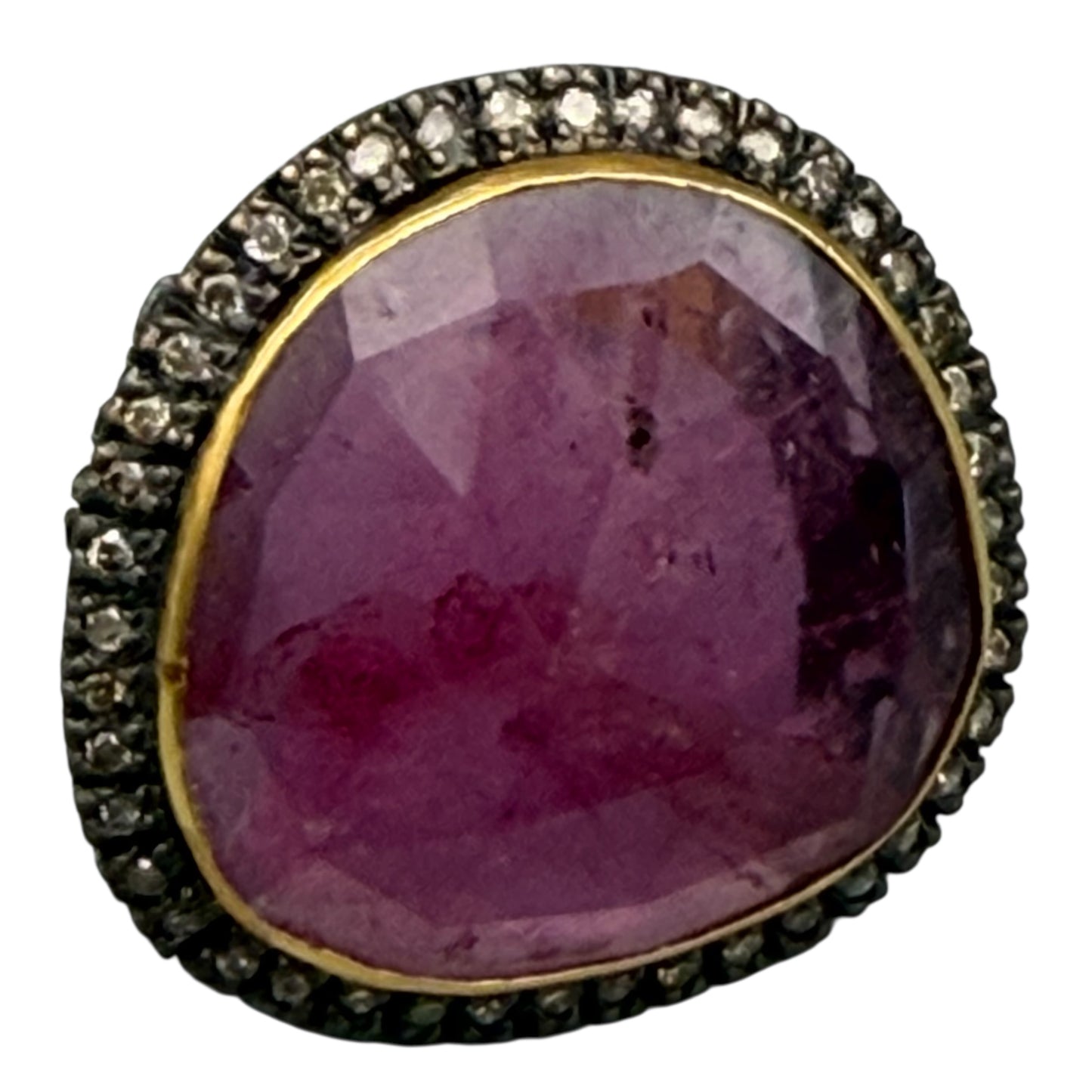 Faceted Pink Sapphire Ring with Diamonds