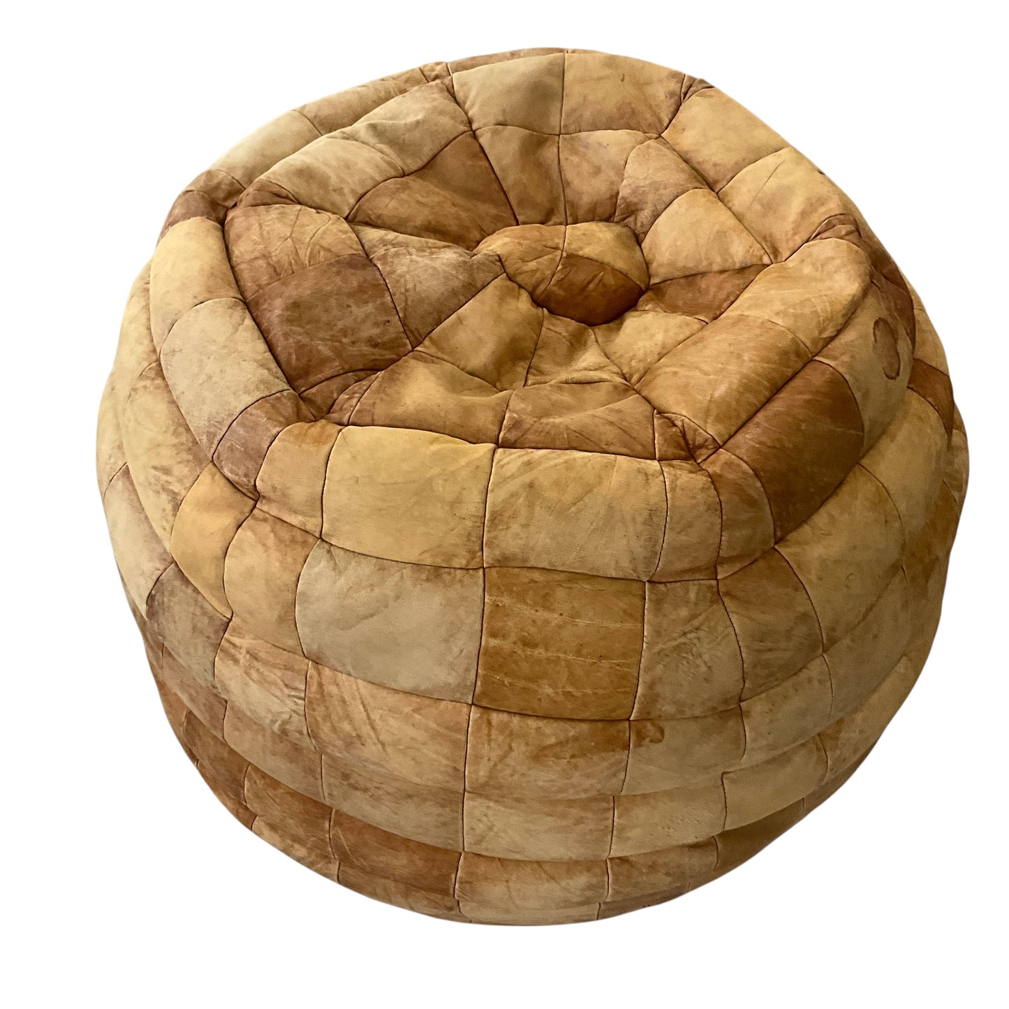 De Sede 1970's Leather Patchwork Pouf / Ottoman / Lounger