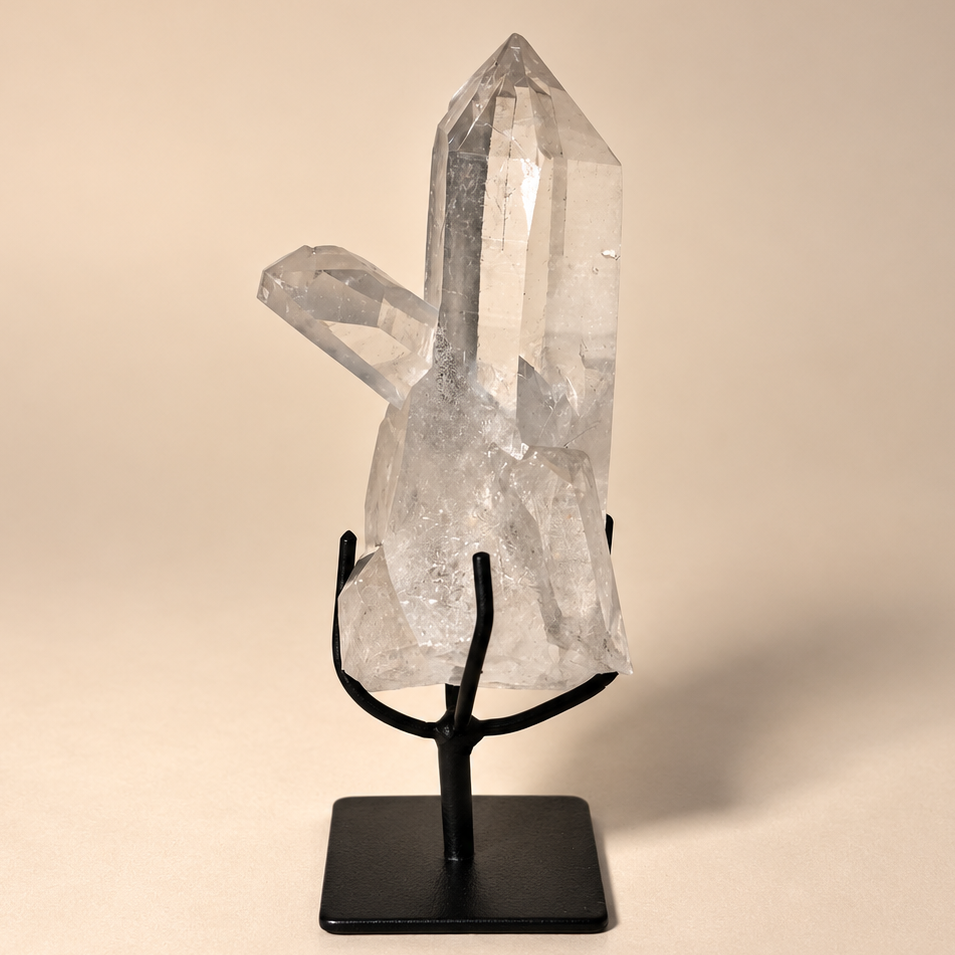 Lemurian Quartz Crystal Generators on Metal Base