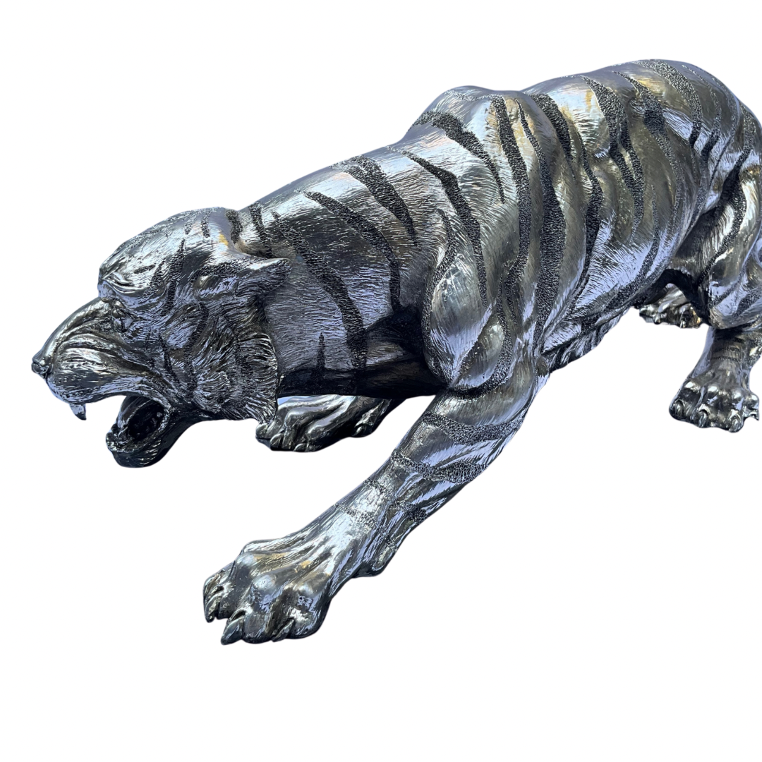 Italian Tiger Sculpture by Santini on Stand