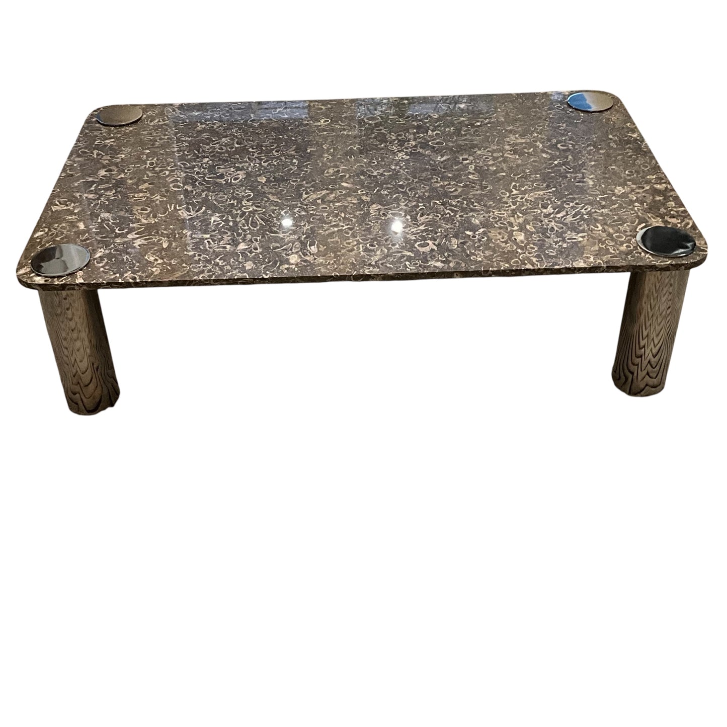 Pace Collection Fossilized Marble Coffee Table with Chrome Legs