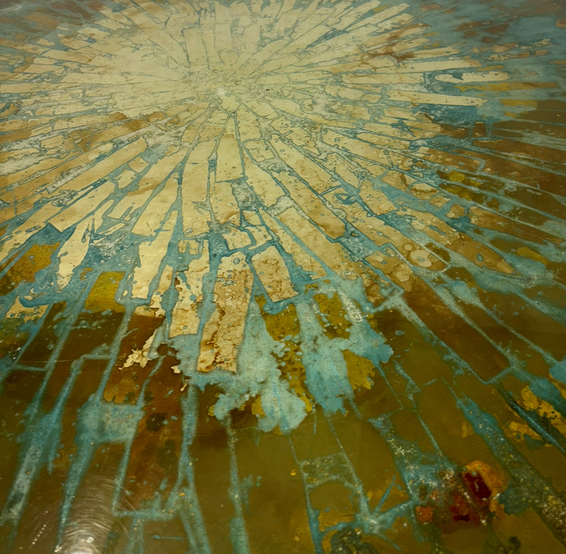 Gold/Patina Colored Foil Entry Table