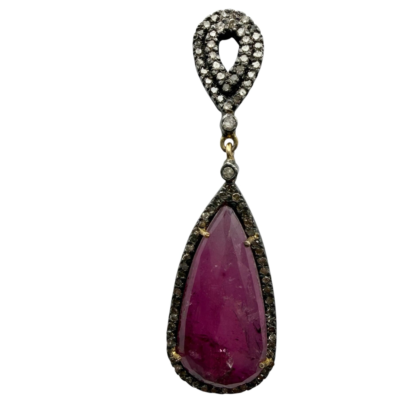 Faceted Pink Tourmaline Drop Earrings with Diamonds